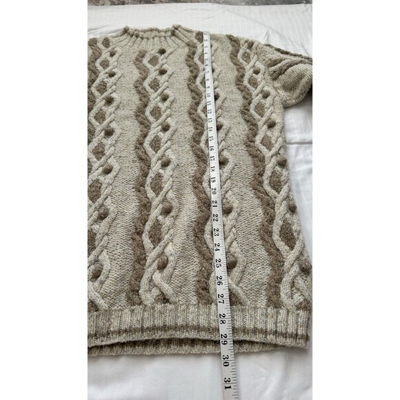 Vintage Moda Int’l Coogi Style Chunky Knit Oversized Sweater Large Tan Cream - Picture 6 of 7